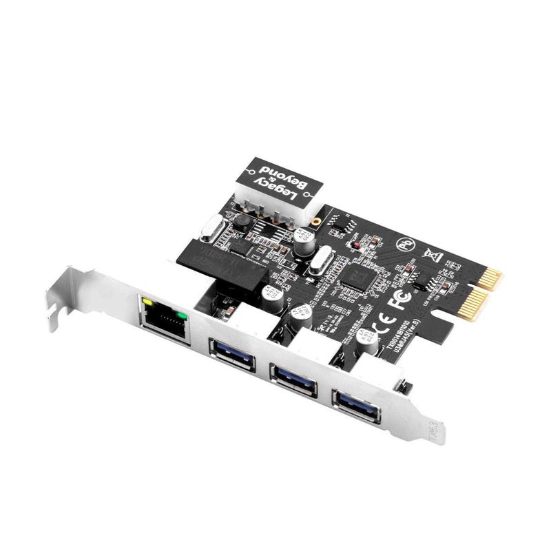 SIIG 3 Port PCI Express USB 3.0 Adapt Card + Gigabit Ethernet LAN - Standard & Low - Profile Windows Server,7,8,8.1,10 PCsPCs (LB-US0614-S1) - Image 1